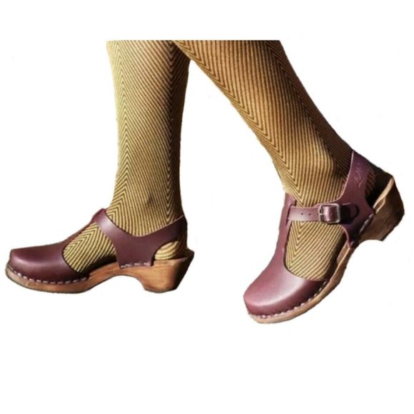 Lotta From Stockholm Shoes - 🛍️LOTTA'S Swedish Clogs Burgundy Highwood T-Bar size 41🛍️